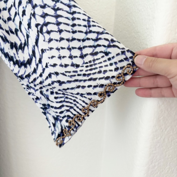 Soft Surroundings South Beach Beaded Tunic Navy and white - Picture 5 of 8